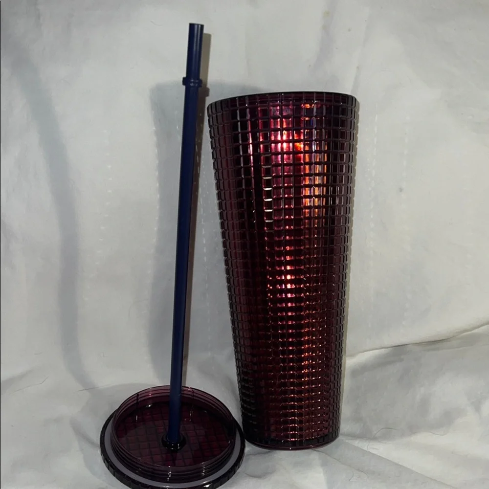 Starbucks 2020 Winter Disco Grid Venti Cold Cup Tumbler 24 oz Plum Berry NWT